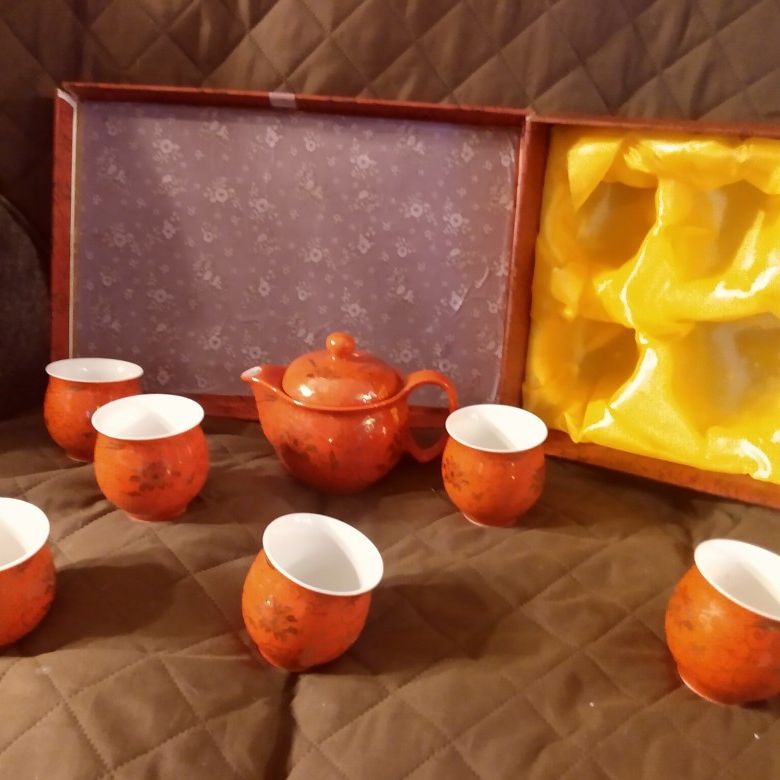 8 Piece Ceramic Red Wedding Tea Gift Set
