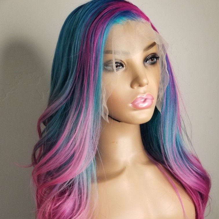 Pink & Blue 22" Frontal Wig 