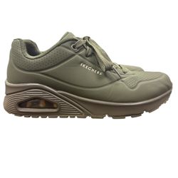 Womens Skechers Uno - Stand On Air Olive Lace Up Sneaker Shoes Size 7