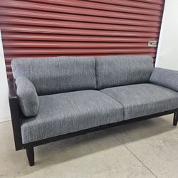 Gray Upholstered Mid-Century Modern 3 Seater Sofa