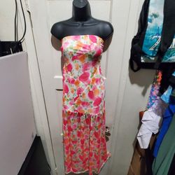 Womens Strapless Maxi Dress Slim Size M