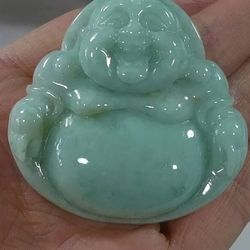 Exquisite Jade Buddha Pendant Light Green. 