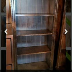 Vintage Solid Wood 4 Shelf 2 Door Bookcase 27 5/8"W x11 3/8"D x 74"H. 3 Avail.