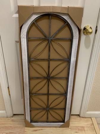 New 43” x 16” Rustic Gray Wood & Bronze Metal Wall Art Hanging Picture