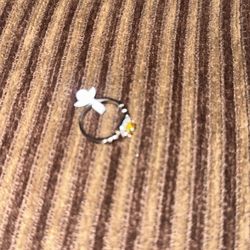 Silver Ring Yellow Stone Size 7