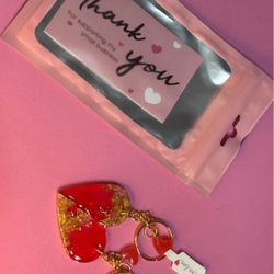 Llavero De Corazón Rojo Y Dorado Para Regalos 