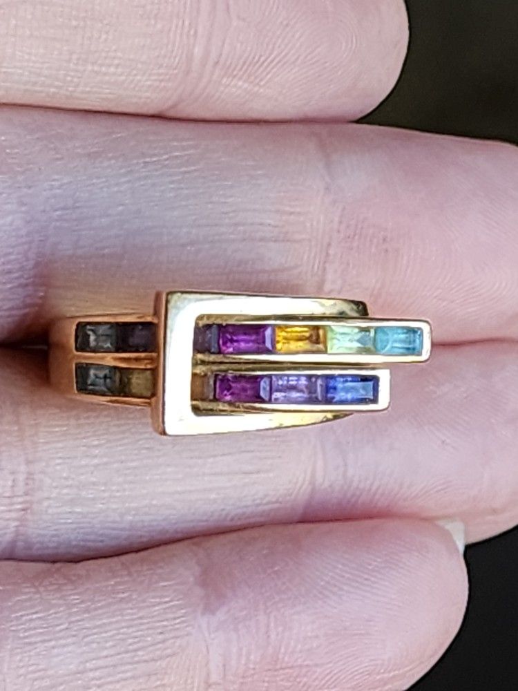 Designer 14k Solid Gold Ring With Gems