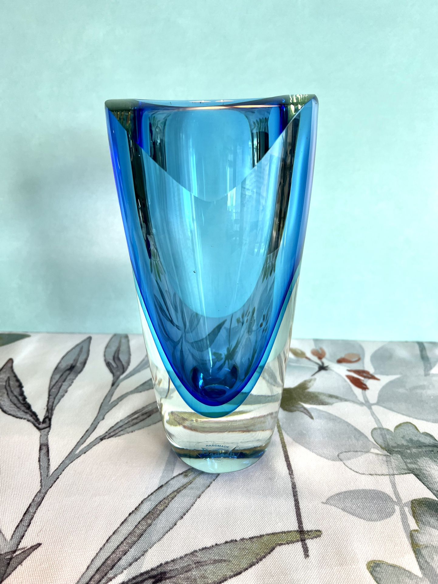 Blue Art Glass Vase, Handmade Blue Glass Vase 