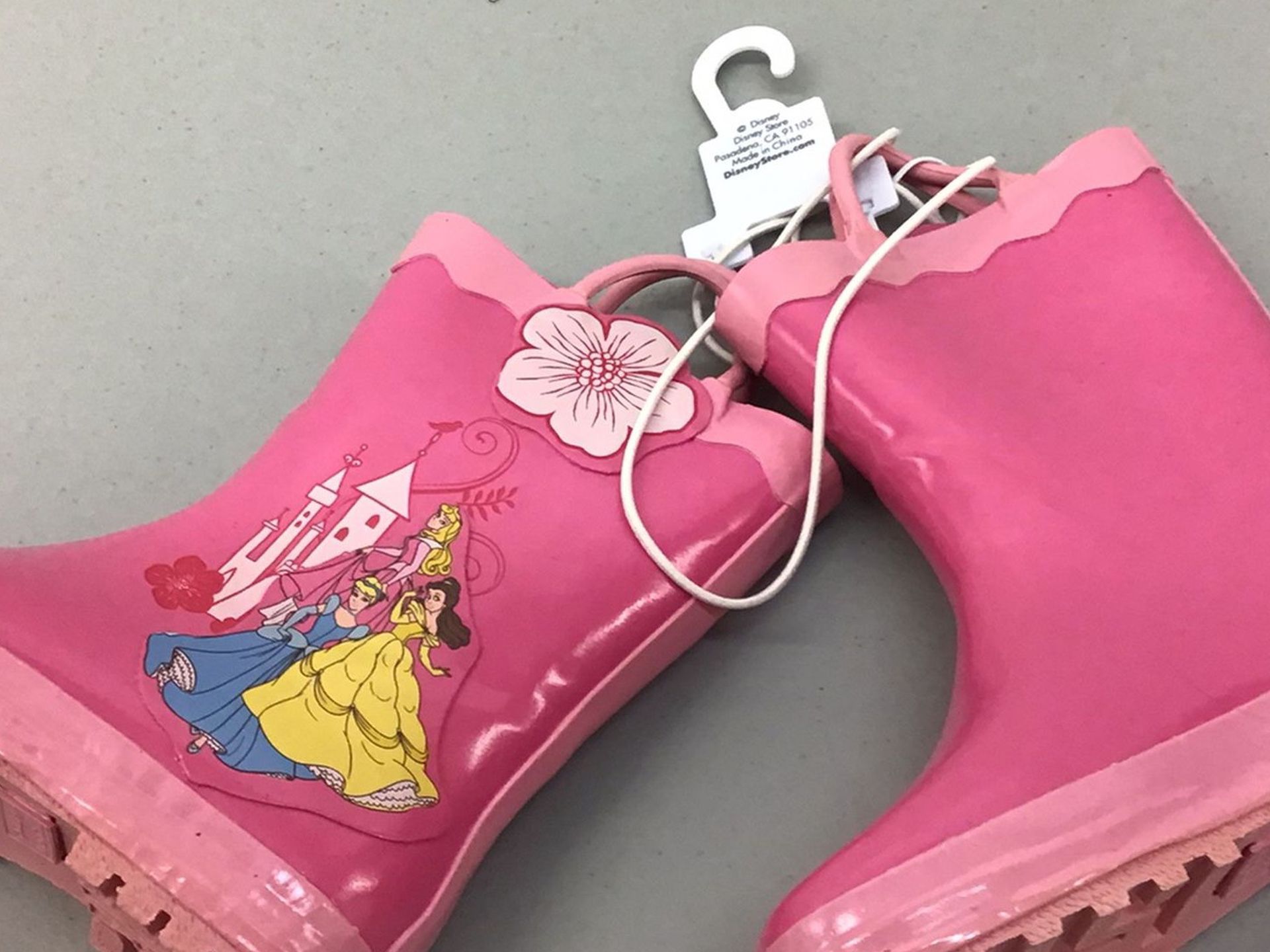 New Disney Little Girls Pink Rubber Rain Boots Size 10