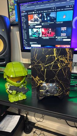 Xbox One X 1TB Custom Black Gold Marble Skin