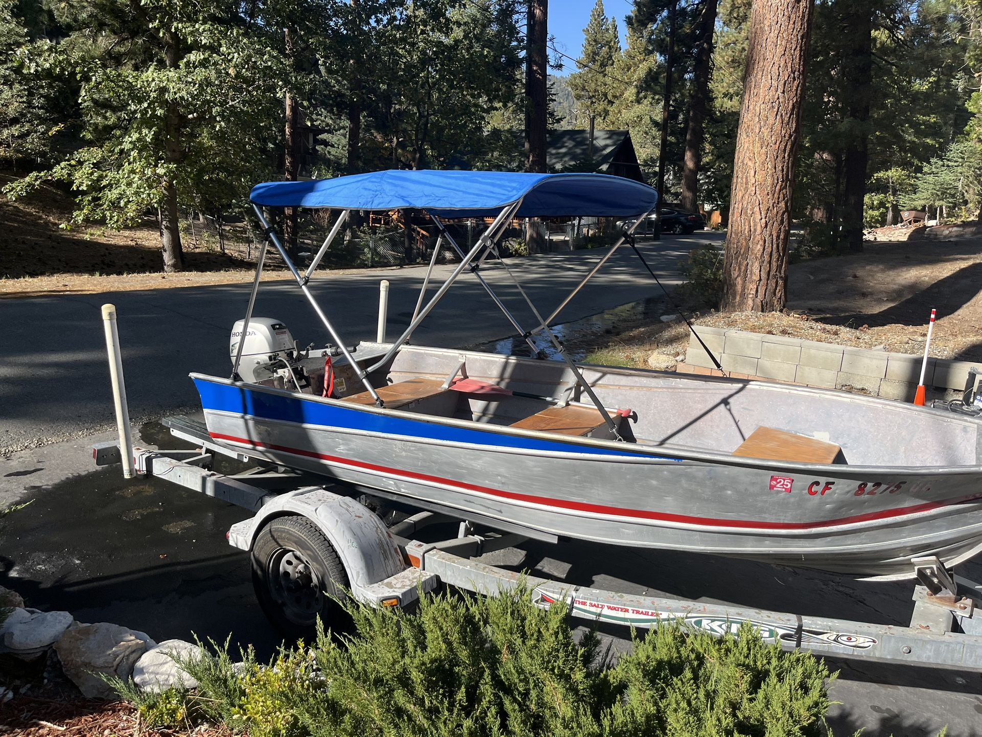 Fishing Aluminum 16 Ft Boat 9.9 Honda Outboard 