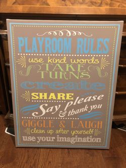 Playroom rules sign