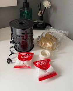 500 yards black balloon strings, 20 piece 10M gold balloon strings & balloon glue