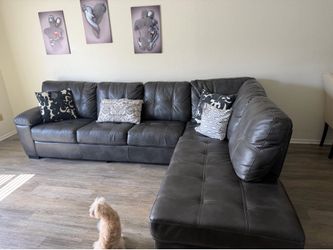 Brown leather sofas