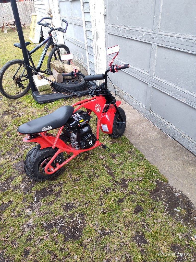 A red Coleman Motorbike