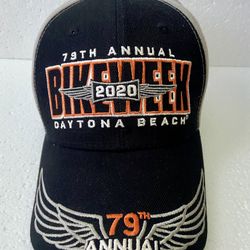 Daytona Beach Bike Week 2020 Flat Top Hat Cap Black Trucker Strapback Motorcycle