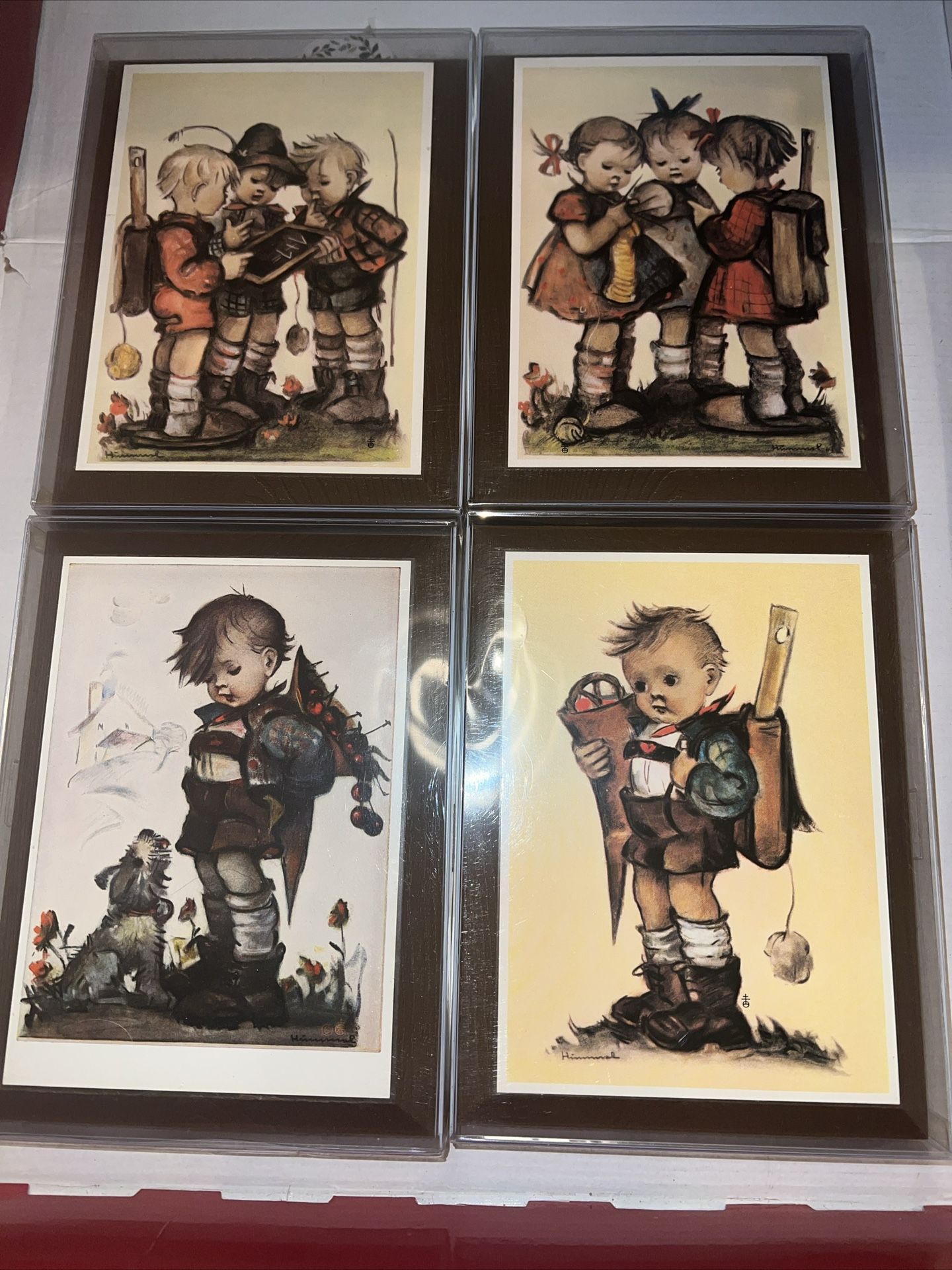 Set Of Four (4) New Hummel Wall Paintings On Wood Block