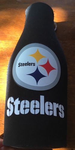 Steeler glass bottle beer koozie