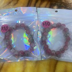 Colorful cracked glass beads ombré stretch bracelet