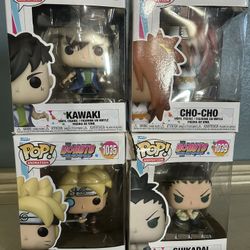 Boruto Funko Pop Set With Kawaki,boruto,Shikadai, And Cho-co