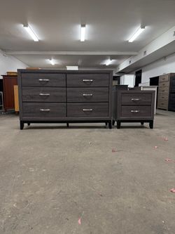 Gray 6 Drawer Dresser & 1 Matching Nightstand