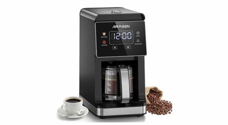 AIRMSEN Grind Filter Coffee Maker w/ Burr Grinder, Programmable, 5 Cup