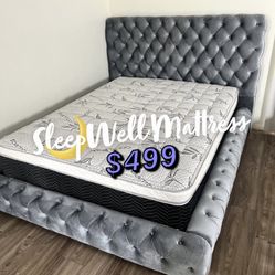Queen Size Bed Frame With Pillow Top Mattress Included 