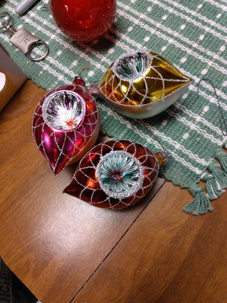 Vintage Glass Christmas Ornaments Perfect Condition 