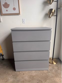MALM Chest of 4 drawers, grey stained 4-Drawer Dresser