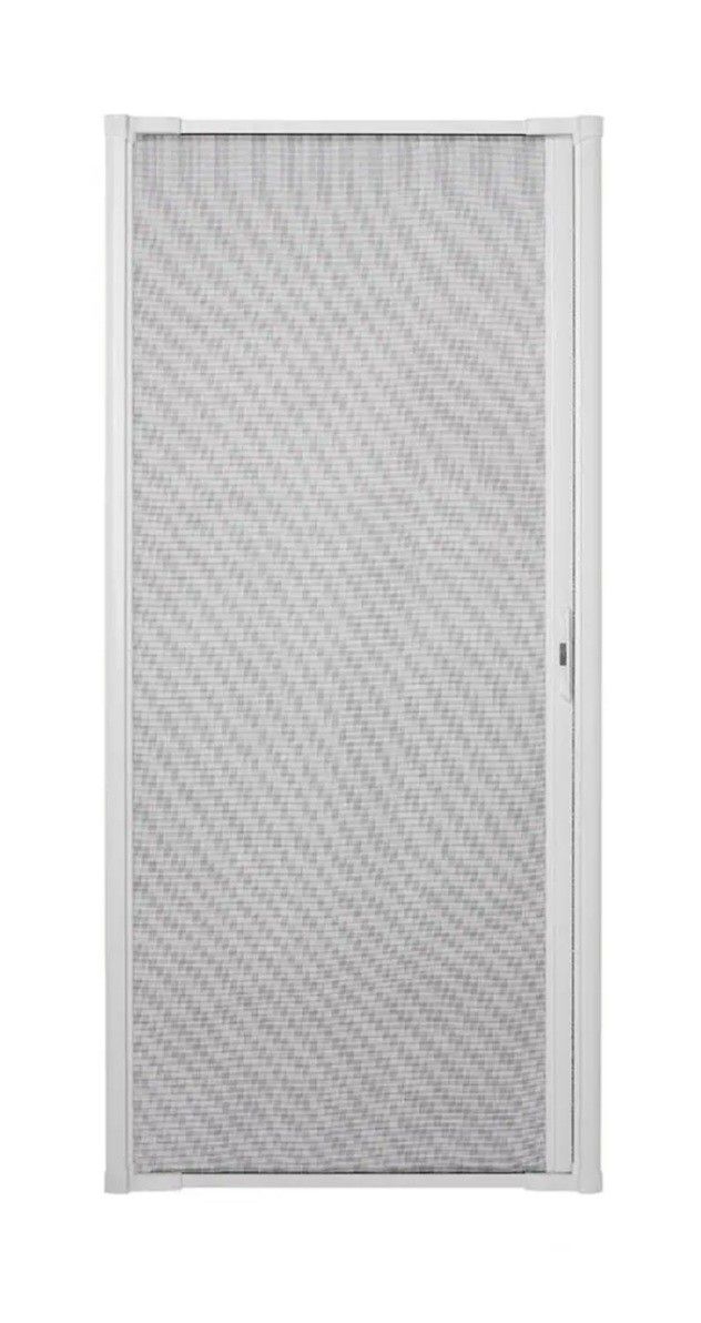 36 in. x 80 in. LuminAire White for Single Entry Door 32 in.-36 in. Universal Handed Aluminum Retractable Screen Door