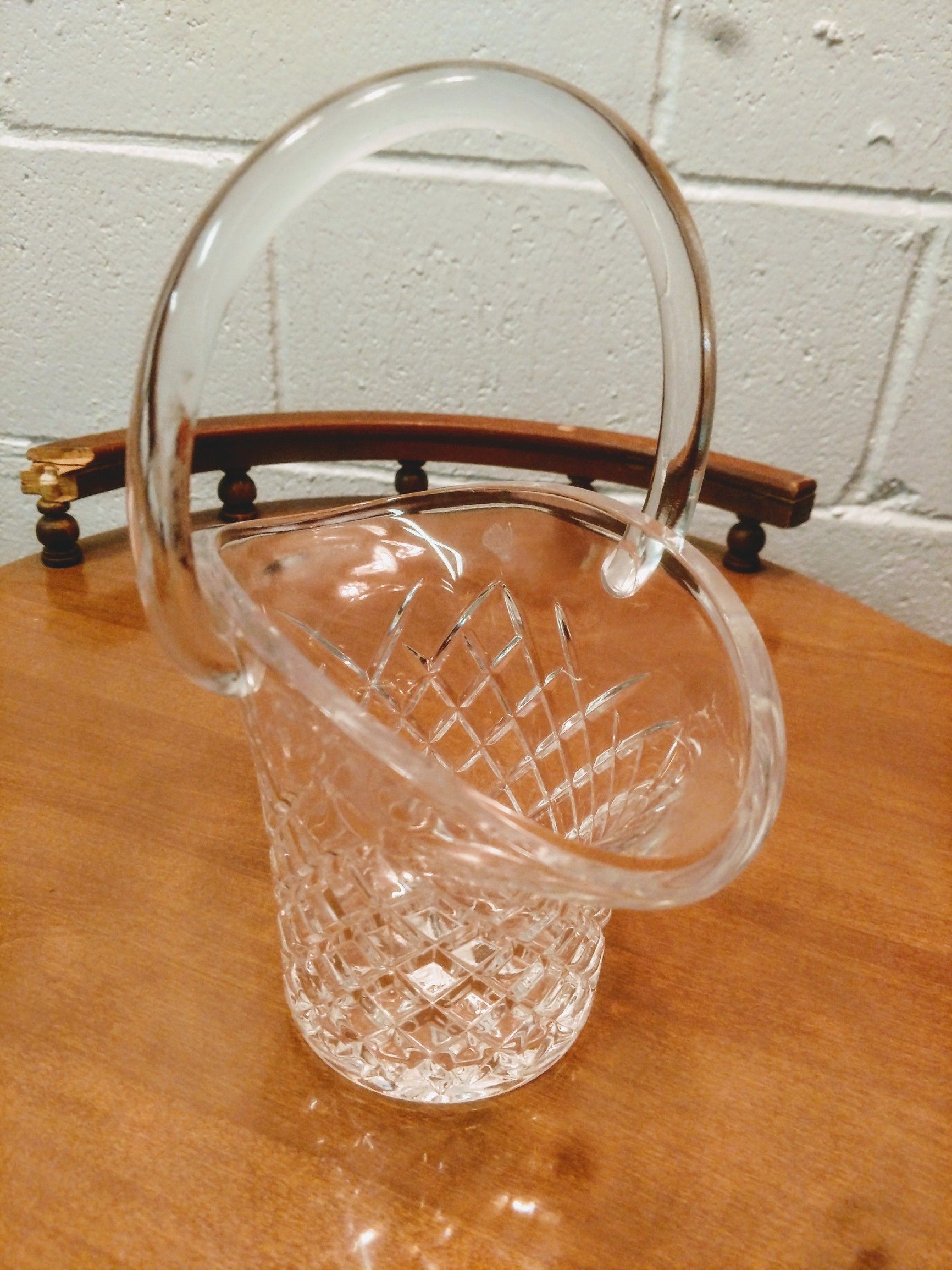Vintage Crystal Basket With Handle