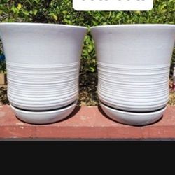 NEW PLANTING POTS 3 WHITE CERAMIC $50 EA OBO