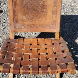 Vintage Aztec Style Leater Folding Chair