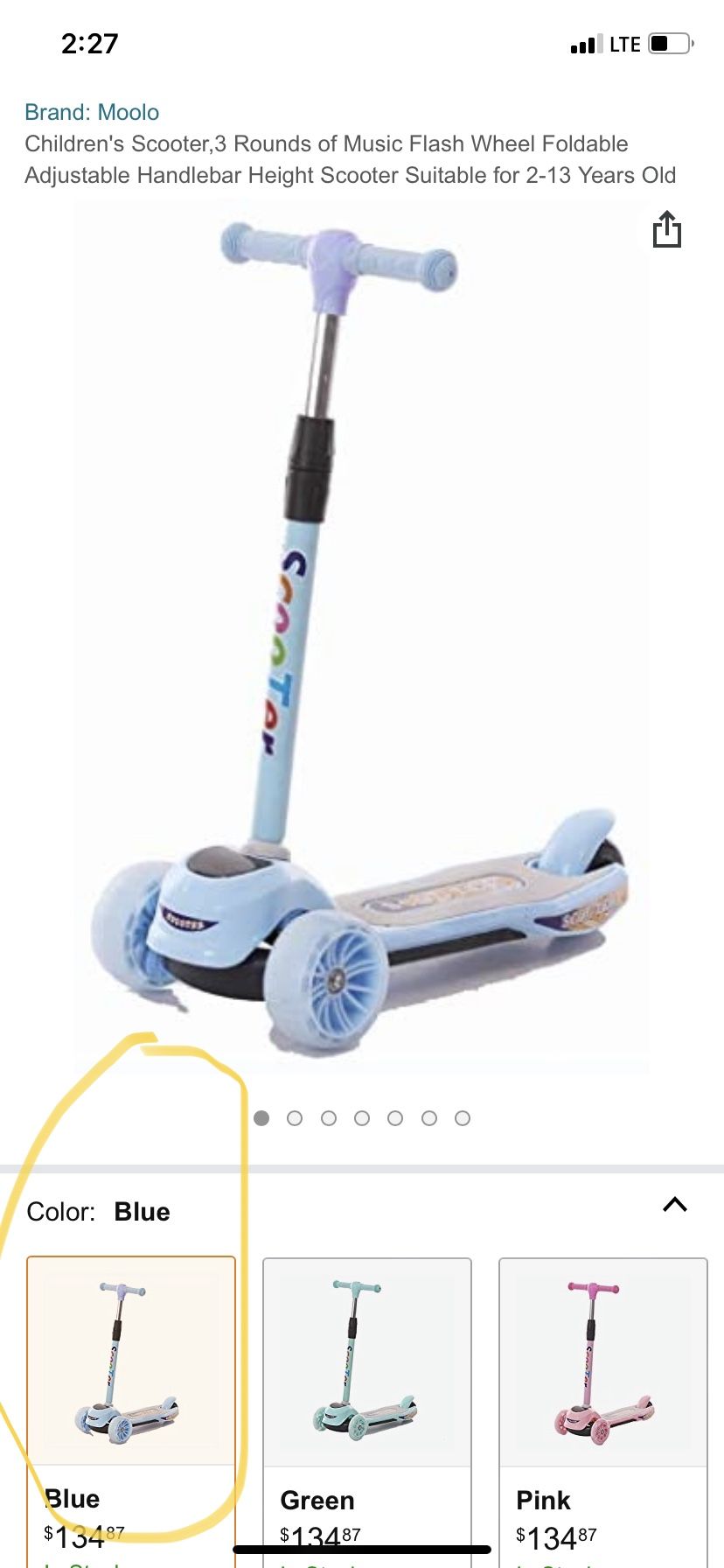 Children's Scooter,3 Rounds of Music Flash Wheel Foldable Adjustable Handlebar Height Scooter Suitable for 2-6 years old