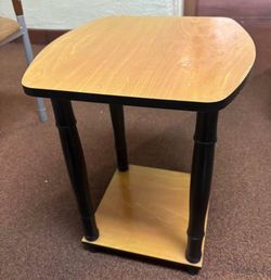 Wood and black end table