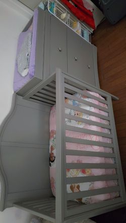 Crib with matching changing table