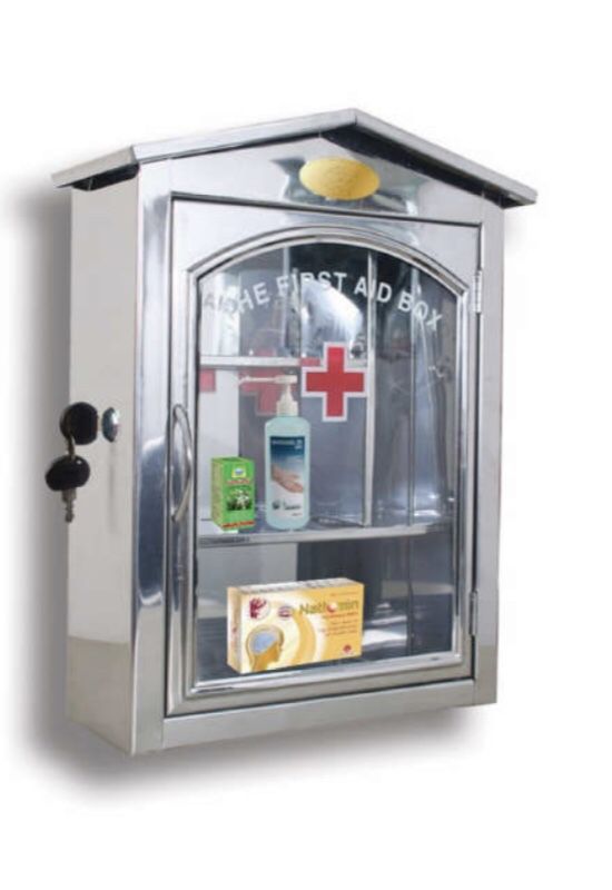Wall-mount medicine cabinet (stainless steel, white powder coated)