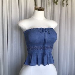 Ruffle Trim Smocked Tube Top Size S