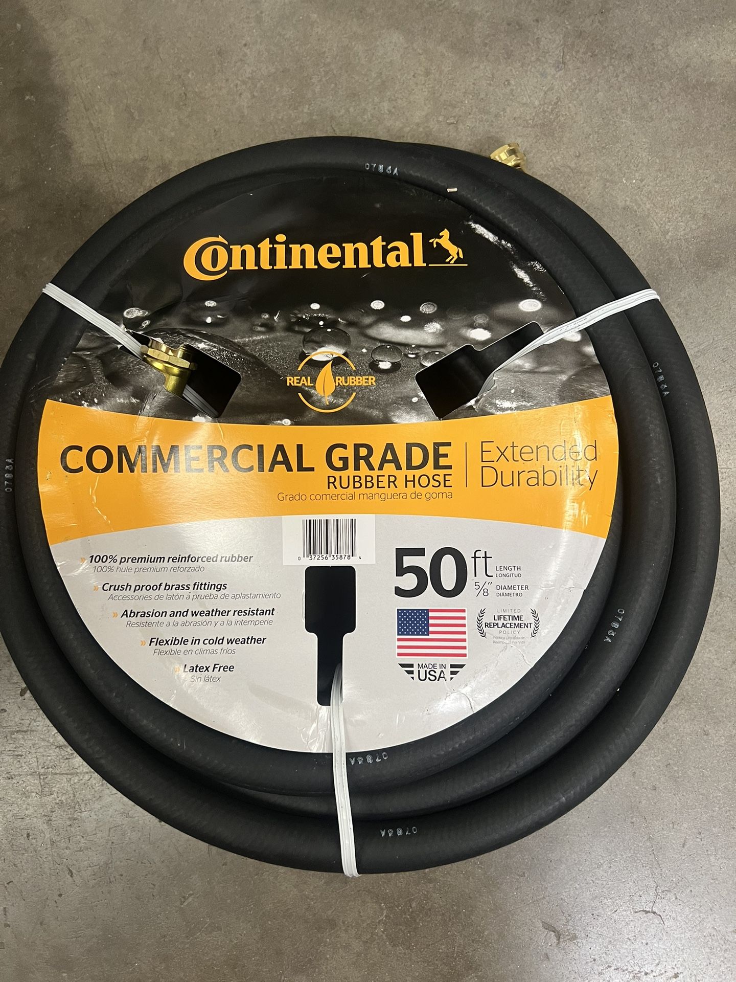 Continental Premium 5/8 in. Dia x 50 ft. Commercial Grade Rubber Black Water Hose