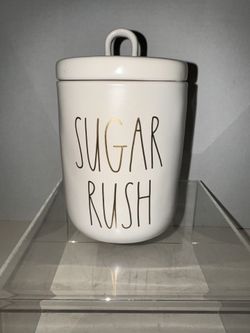 Rae Dunn SUGAR RUSH Canister LL Gold lettering - 6 x 4 inches - Ceramic