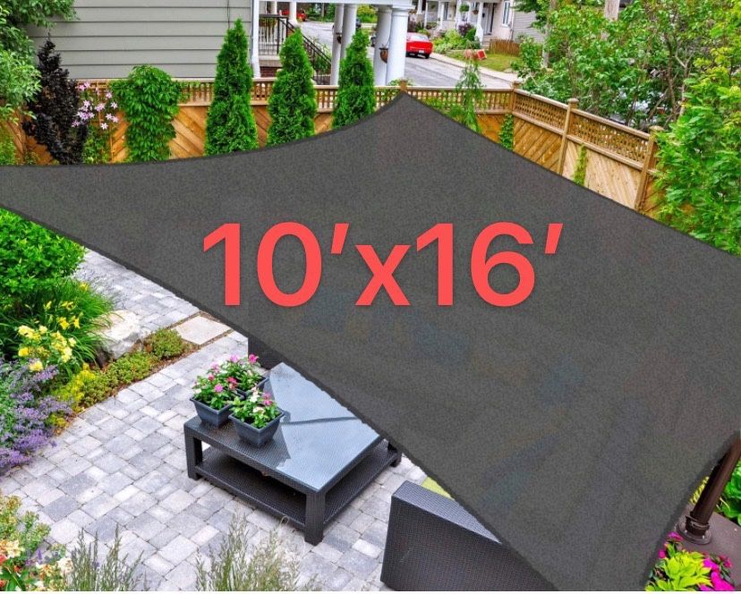 Sun Shade Sail, Sun Block PatioOutdoor Patio Garden Swimming Pool in Color Gray 10’x16’