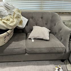 Grey Studded Couches 