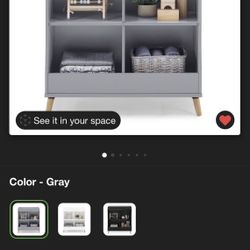 Children Changing Table And Bookcase. Gray. 