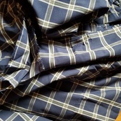 Navy Blue & Gray Tan Poly/cotton Fabric 5 Yards By 60 Inches 