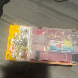 Shakespeare Berkley Mixed Soft Plastic Jig Fishing Bait Lot with Tackle Box