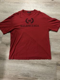 Authentic Balenciaga T-Shirt Laurel BB Logo Burgundy size S
