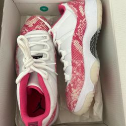 jordan 11 shoe pink snake skin