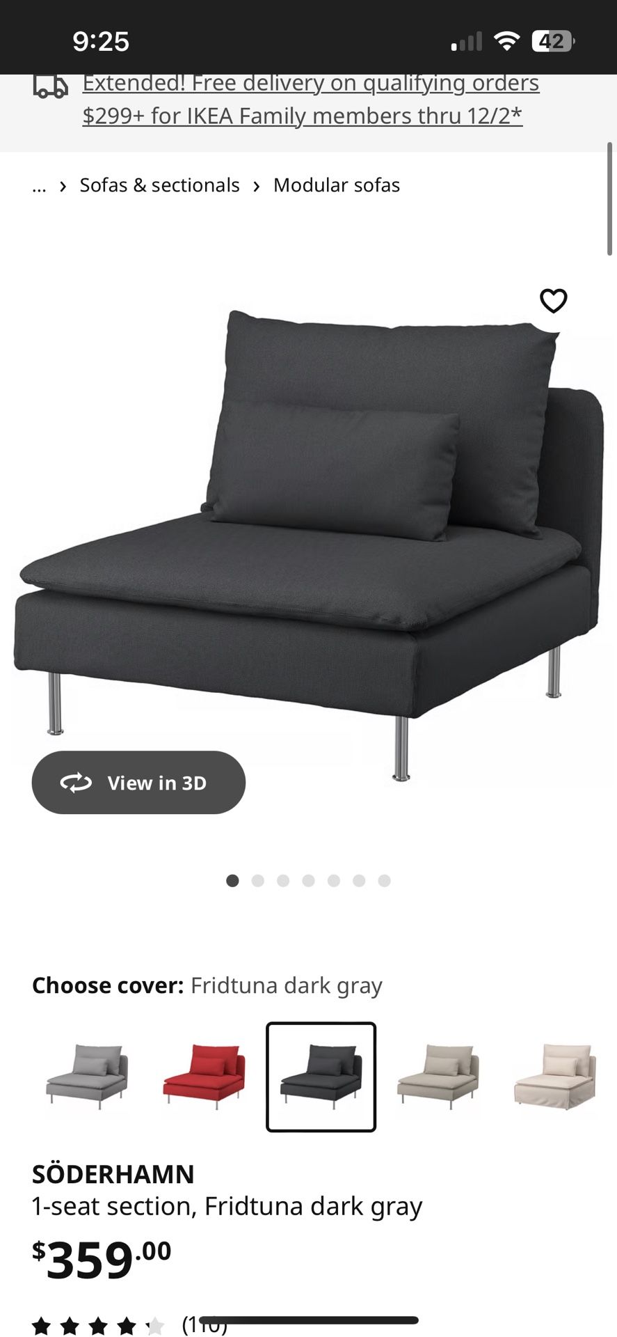 IKEA (3 sections, 1 Corner) Grey Sectional Couch