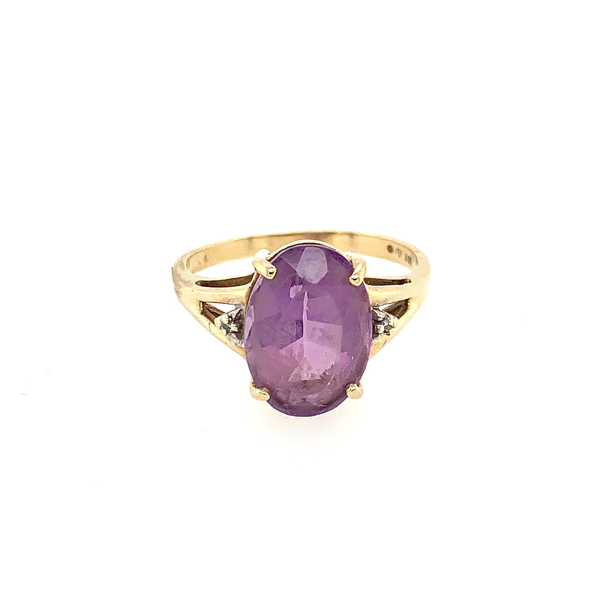 10k amethyst and diamond ring