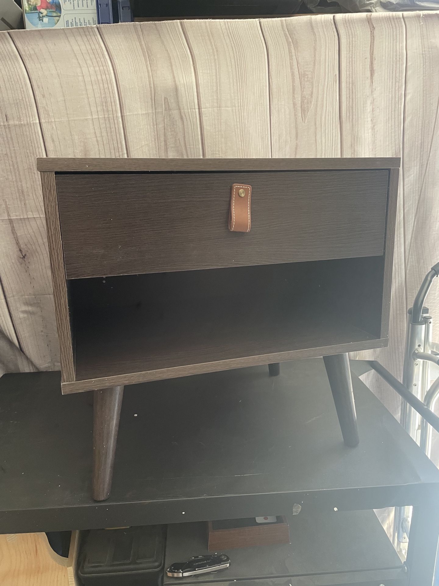 1-Drawer Brown Nightstand Sofa Side End Table Bedside Table 19 in. x 20 in. x 15.5 in.